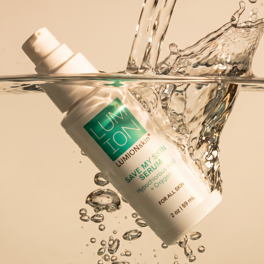 LUMION skin Save My Skin Serum bottle submerged in water 